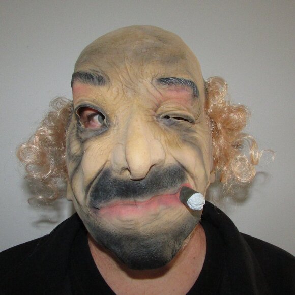 Old Man with Cigar Latex Mask - Picture 1 of 5